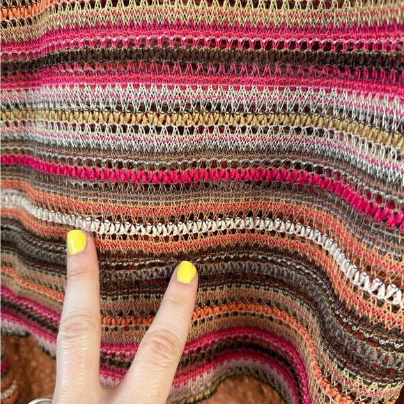 Y2K Almost Famous Women’s Knit Cropped Flare Sleeve Fairy Boho Top Mesh Rave L - Picture 4 of 8